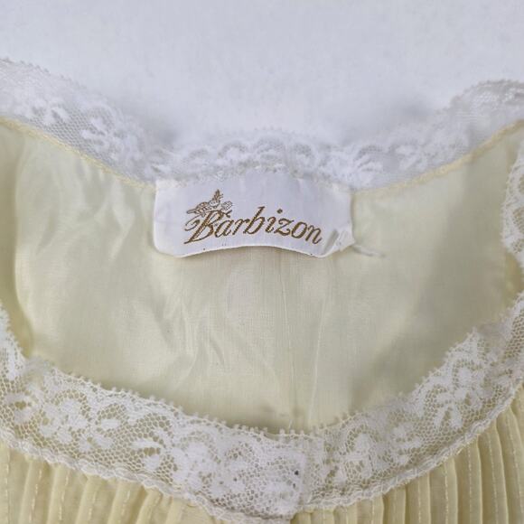 Vintage Barbizon Nightgown Womens Large Yellow Lace Trim Button Front Sleepwear - Picture 3 of 9